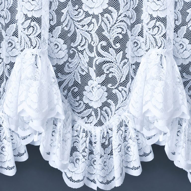 White lace flounce net curtains