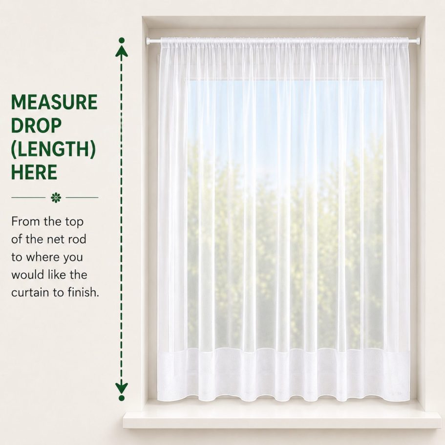 How to measure the drop length for net curtains